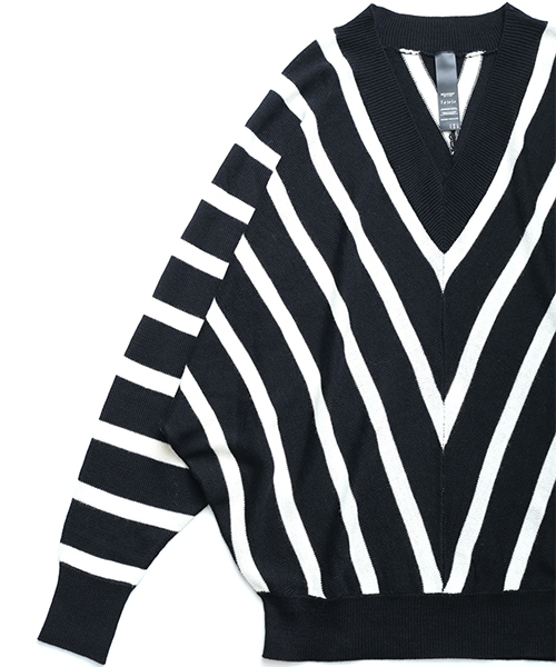 SHAREEF（シャリーフ）の「BIAS STRIPE DOLMAN P/O（ニット/セーター・メンズ・ピンク系その他/ホワイト/イエロー・1/2）」の10枚目の写真