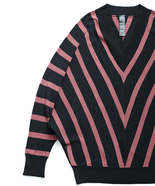 SHAREEF（シャリーフ）の「BIAS STRIPE DOLMAN P/O（ニット/セーター・メンズ・ピンク系その他/ホワイト/イエロー・1/2）」の14枚目の写真