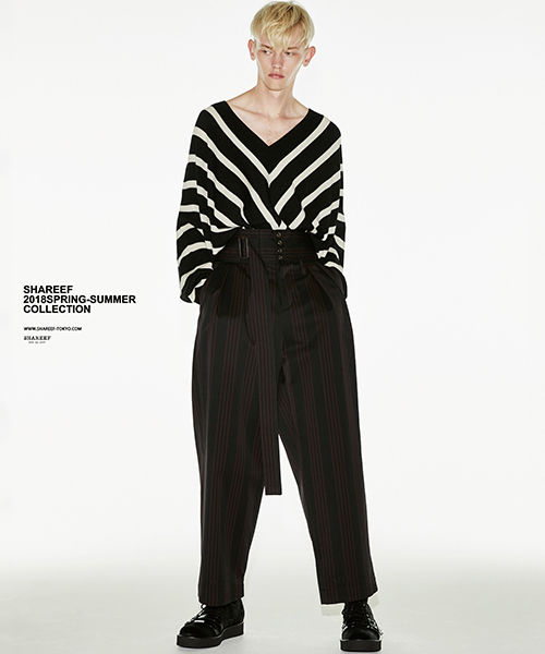 SHAREEF（シャリーフ）の「BIAS STRIPE DOLMAN P/O（ニット/セーター・メンズ・ピンク系その他/ホワイト/イエロー・1/2）」の16枚目の写真