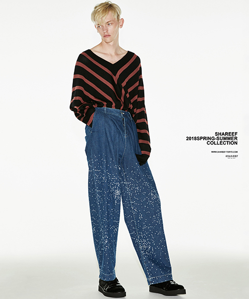 SHAREEF（シャリーフ）の「BIAS STRIPE DOLMAN P/O（ニット/セーター・メンズ・ピンク系その他/ホワイト/イエロー・1/2）」の17枚目の写真