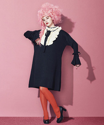 PUNYUS | リボン付きフリルニットワンピース(ワンピース)