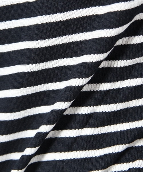 NANO universe（ナノユニバース）の「コットンハイゲージボーダーニットUネック（ニット/セーター・メンズ・ホワイト/ネイビー/ブラック・SMALL/MEDIUM/LARGE）」の8枚目の写真