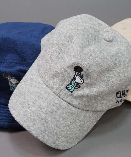 PEANUTS（ピーナッツ）の「【PEANUTS / ピーナッツ】STATE OF LIBERTYスヌーピーPILEベースボールキャップ（キャップ・メンズ・ブラック/ミックスグレー/ネイビー・FREE）」の2枚目の写真