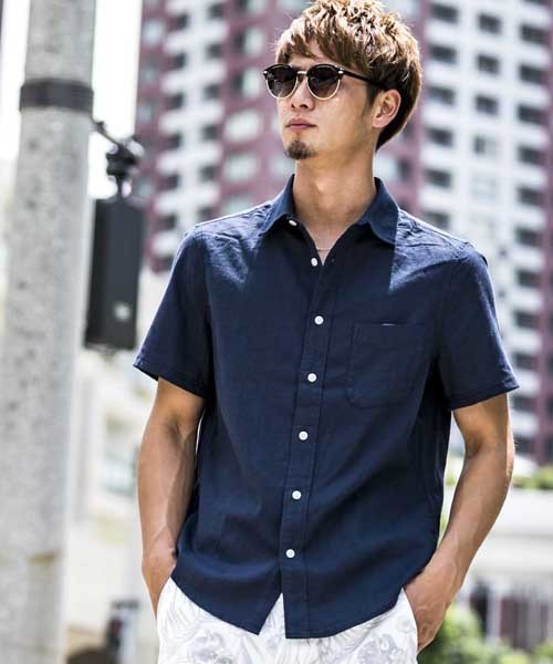 ADMIX/ATELIER SAB MEN(アドミックスアトリエサブメン)の「ストレッチ麻/半袖レギュラ-シャツ(シャツ/ブラウス・メンズ・ホワイト/ブラック/ダークグリーン/ネイビー/ターコイズブルー/ミント/ロイヤルブルー/ライトイエロー/ライトピンク/ワインレッド/オレンジ/ブルー/サックスブルー/ピンク系その他・LL/M/L/48/50)」の6枚目の写真