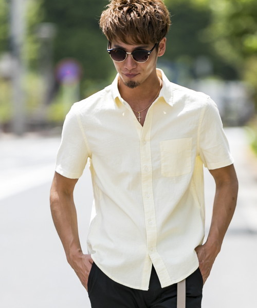 ADMIX/ATELIER SAB MEN(アドミックスアトリエサブメン)の「ストレッチ麻/半袖レギュラ-シャツ(シャツ/ブラウス・メンズ・ホワイト/ブラック/ダークグリーン/ネイビー/ターコイズブルー/ミント/ロイヤルブルー/ライトイエロー/ライトピンク/ワインレッド/オレンジ/ブルー/サックスブルー/ピンク系その他・LL/M/L/48/50)」の11枚目の写真