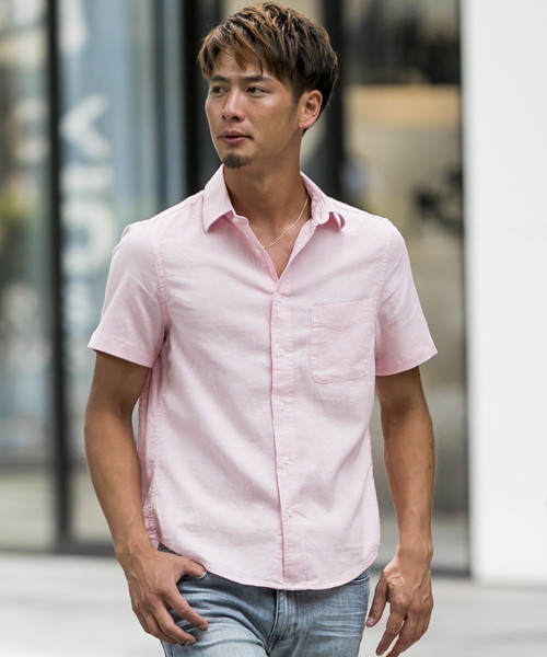 ADMIX/ATELIER SAB MEN(アドミックスアトリエサブメン)の「ストレッチ麻/半袖レギュラ-シャツ(シャツ/ブラウス・メンズ・ホワイト/ブラック/ダークグリーン/ネイビー/ターコイズブルー/ミント/ロイヤルブルー/ライトイエロー/ライトピンク/ワインレッド/オレンジ/ブルー/サックスブルー/ピンク系その他・LL/M/L/48/50)」の12枚目の写真