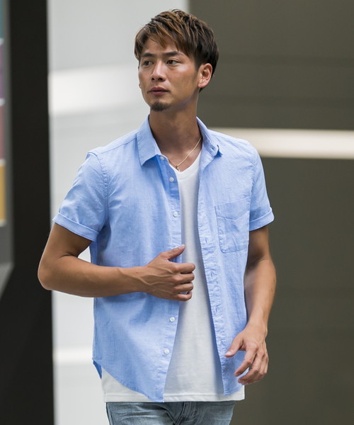 ADMIX/ATELIER SAB MEN(アドミックスアトリエサブメン)の「ストレッチ麻/半袖レギュラ-シャツ(シャツ/ブラウス・メンズ・ホワイト/ブラック/ダークグリーン/ネイビー/ターコイズブルー/ミント/ロイヤルブルー/ライトイエロー/ライトピンク/ワインレッド/オレンジ/ブルー/サックスブルー/ピンク系その他・LL/M/L/48/50)」の7枚目の写真