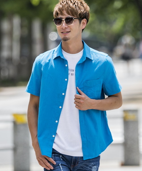 ADMIX/ATELIER SAB MEN(アドミックスアトリエサブメン)の「ストレッチ麻/半袖レギュラ-シャツ(シャツ/ブラウス・メンズ・ホワイト/ブラック/ダークグリーン/ネイビー/ターコイズブルー/ミント/ロイヤルブルー/ライトイエロー/ライトピンク/ワインレッド/オレンジ/ブルー/サックスブルー/ピンク系その他・LL/M/L/48/50)」の8枚目の写真