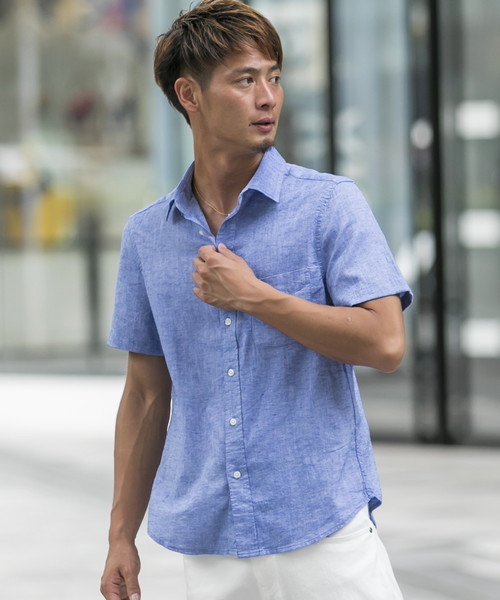 ADMIX/ATELIER SAB MEN(アドミックスアトリエサブメン)の「ストレッチ麻/半袖レギュラ-シャツ(シャツ/ブラウス・メンズ・ホワイト/ブラック/ダークグリーン/ネイビー/ターコイズブルー/ミント/ロイヤルブルー/ライトイエロー/ライトピンク/ワインレッド/オレンジ/ブルー/サックスブルー/ピンク系その他・LL/M/L/48/50)」の9枚目の写真