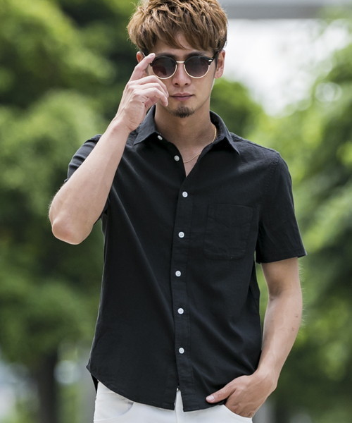 ADMIX/ATELIER SAB MEN(アドミックスアトリエサブメン)の「ストレッチ麻/半袖レギュラ-シャツ(シャツ/ブラウス・メンズ・ホワイト/ブラック/ダークグリーン/ネイビー/ターコイズブルー/ミント/ロイヤルブルー/ライトイエロー/ライトピンク/ワインレッド/オレンジ/ブルー/サックスブルー/ピンク系その他・LL/M/L/48/50)」の3枚目の写真