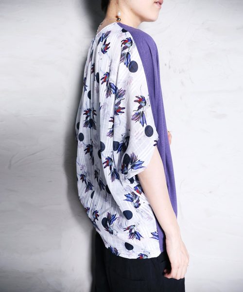 antiqua(アンティカ)の「柄ドルマントップス(Tシャツ/カットソー・レディース・バイオレット・FREE)」の5枚目の写真