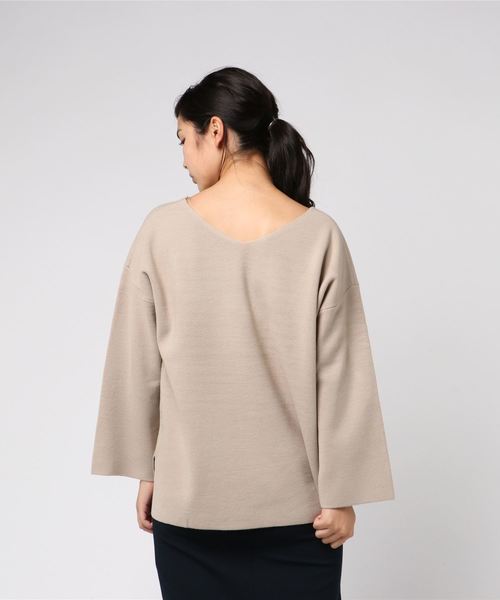 LOWRYS FARM（ローリーズファーム）の「ミラノリブＶネックプルオーバー　805086（ニット/セーター・レディース・ブラック/ベージュ/ブラウン/オフホワイト/ホワイト×ブラック・MEDIUM/LARGE）」の7枚目の写真