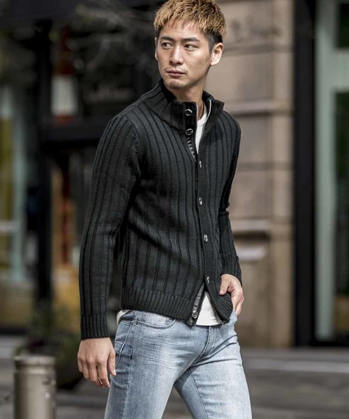 A.S.M（エーエスエム）の「ワイドリブ ニット ジップアップ スタンド