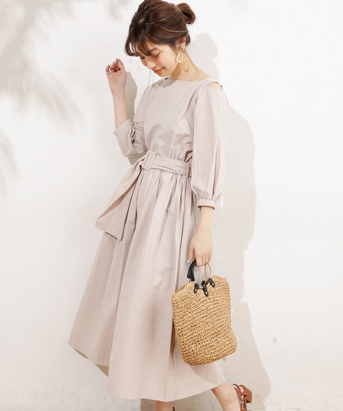 natural couture(ナチュラルクチュール)の「肌見せワンピース(ワンピース・レディース・ブラック/ベージュ/ライトベージュ/ピンク/ストライプ/その他・FREE)」の3枚目の写真