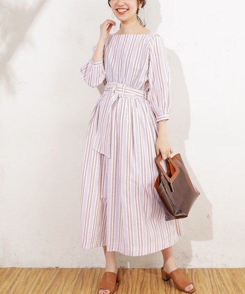 natural couture(ナチュラルクチュール)の「肌見せワンピース(ワンピース・レディース・ブラック/ベージュ/ライトベージュ/ピンク/ストライプ/その他・FREE)」の8枚目の写真