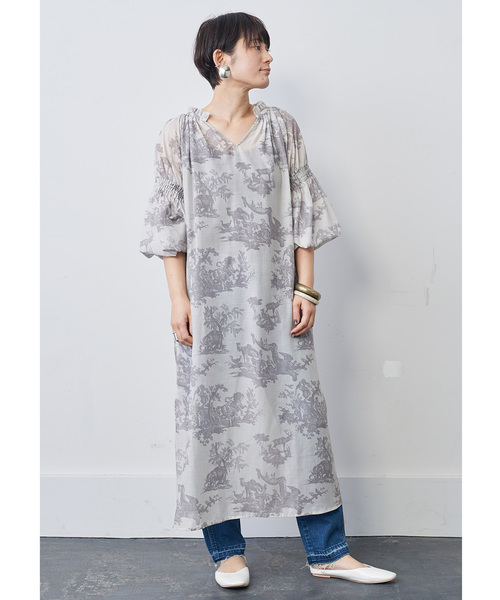 MEDE19F(メデジュウキュウ)の「MEDE19F トワル・ド・ジュイワンピース〈ベージュ〉(ワンピース・レディース・ライトベージュ・MEDIUM/LARGE/X-LARGE/XX-LARGE/NM)」の6枚目の写真