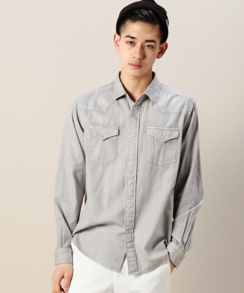 BEAUTY&YOUTH UNITED ARROWS（ビューティーアンドユースユナイテッドアローズ）の「BY ガーメントダイ ビエラ ウエスタン ワイドカラーシャツ◆（シャツ/ブラウス・メンズ・ライトブルー/ライトグレー・X-SMALL/LARGE/MEDIUM/SMALL/X-LARGE）」の2枚目の写真