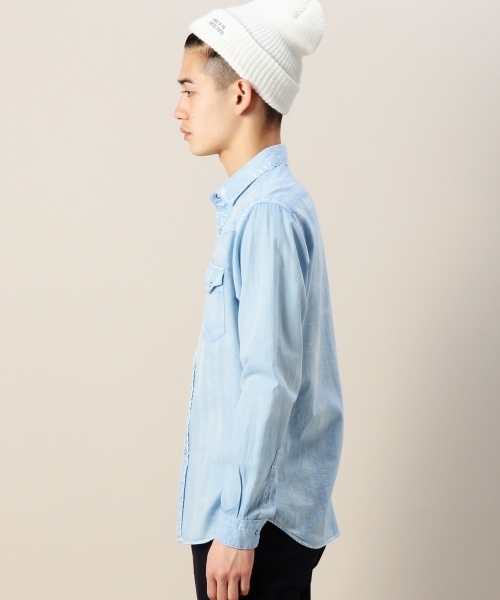 BEAUTY&YOUTH UNITED ARROWS（ビューティーアンドユースユナイテッドアローズ）の「BY ガーメントダイ ビエラ ウエスタン ワイドカラーシャツ◆（シャツ/ブラウス・メンズ・ライトブルー/ライトグレー・X-SMALL/LARGE/MEDIUM/SMALL/X-LARGE）」の7枚目の写真
