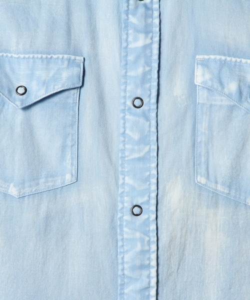 BEAUTY&YOUTH UNITED ARROWS（ビューティーアンドユースユナイテッドアローズ）の「BY ガーメントダイ ビエラ ウエスタン ワイドカラーシャツ◆（シャツ/ブラウス・メンズ・ライトブルー/ライトグレー・X-SMALL/LARGE/MEDIUM/SMALL/X-LARGE）」の4枚目の写真