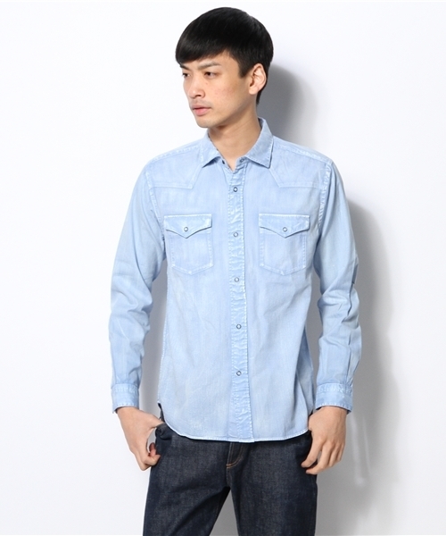 BEAUTY&YOUTH UNITED ARROWS（ビューティーアンドユースユナイテッドアローズ）の「BY ガーメントダイ ビエラ ウエスタン ワイドカラーシャツ◆（シャツ/ブラウス・メンズ・ライトブルー/ライトグレー・X-SMALL/LARGE/MEDIUM/SMALL/X-LARGE）」の11枚目の写真