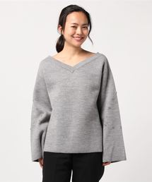 UN3D. グレー ファー付きニットセーター　アンスリード UN3D. グレー ファー付きニットセーター アンスリード UN3D.（アンス