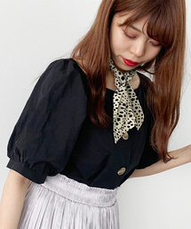 apres jour | ダルメシアン柄スカーフ付きスコッチボタンブラウス【ZOZOTOWN限定アイテム】(シャツ/ブラウス)