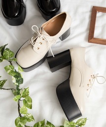 WEGO | WEGO/レースアップボリュームヒールスクエアトゥシューズ(ドレスシューズ)