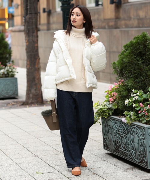 Doula Doula(ドゥーラドゥーラ)の「フード フェイクダウン(ダウンジャケット/コート・レディース・ブラック/オフホワイト/モカ/ライトカーキ・FREE)」の21枚目の写真