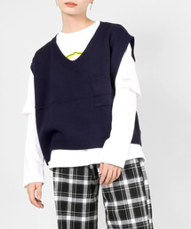 DING | DING/ポケット付きニットベスト(ベスト)