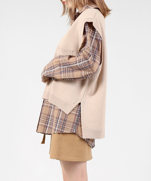 DING(ディング)の「DING/ポケット付きニットベスト(ベスト・レディース・ブラック/ベージュ/ネイビー・FREE)」の8枚目の写真