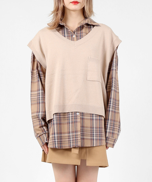 DING(ディング)の「DING/ポケット付きニットベスト(ベスト・レディース・ブラック/ベージュ/ネイビー・FREE)」の13枚目の写真