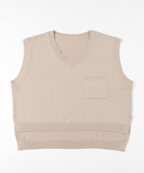 DING(ディング)の「DING/ポケット付きニットベスト(ベスト・レディース・ブラック/ベージュ/ネイビー・FREE)」の12枚目の写真