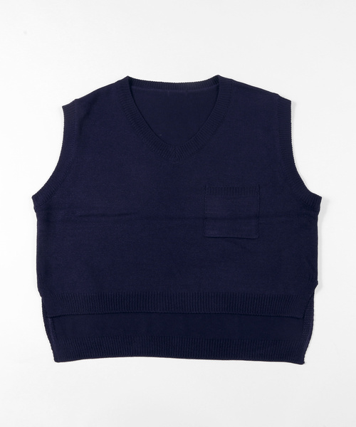 DING(ディング)の「DING/ポケット付きニットベスト(ベスト・レディース・ブラック/ベージュ/ネイビー・FREE)」の5枚目の写真