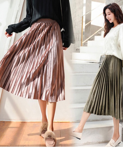 ABITOKYO（アビトーキョー）の「ベロアプリーツスカート（スカート・レディース・ブラック/グレー/カーキ/ブルー/ピンクベージュ・FREE）」の20枚目の写真