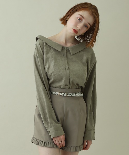 one after another NICE CLAUP（ワンアフターアナザーナイスクラップ）の「２Wayオフショルブラウス（Tシャツ/カットソー・レディース・アイボリー/ベージュ/カーキ・FREE）」の10枚目の写真