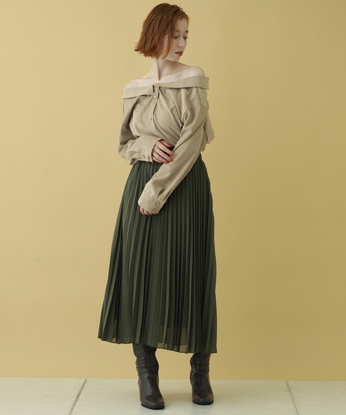 one after another NICE CLAUP（ワンアフターアナザーナイスクラップ）の「２Wayオフショルブラウス（Tシャツ/カットソー・レディース・アイボリー/ベージュ/カーキ・FREE）」の21枚目の写真