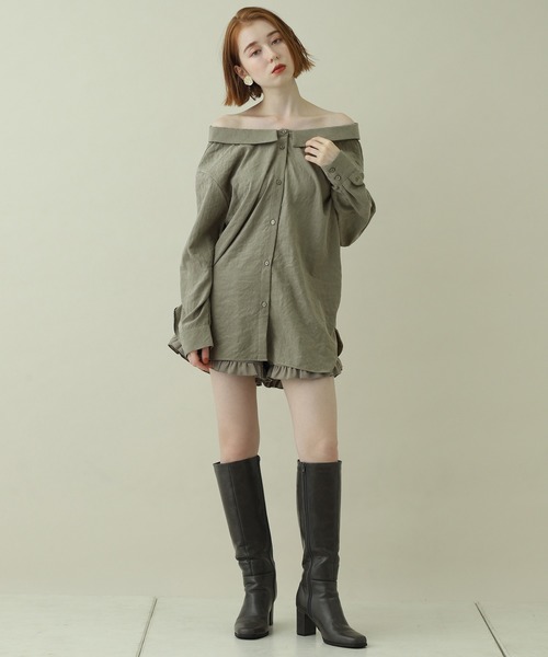 one after another NICE CLAUP（ワンアフターアナザーナイスクラップ）の「２Wayオフショルブラウス（Tシャツ/カットソー・レディース・アイボリー/ベージュ/カーキ・FREE）」の15枚目の写真
