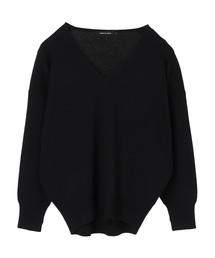 Vネック総針ニットプルオーバー*