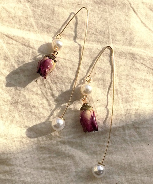 apres jour（アプレジュール）の「【apres jour×ARIAZ】ローズパールピアス（ピアス（両耳用）・レディース・パープル/レッド/ピンク/ボルドー/ラベンダー・FREE）」の2枚目の写真