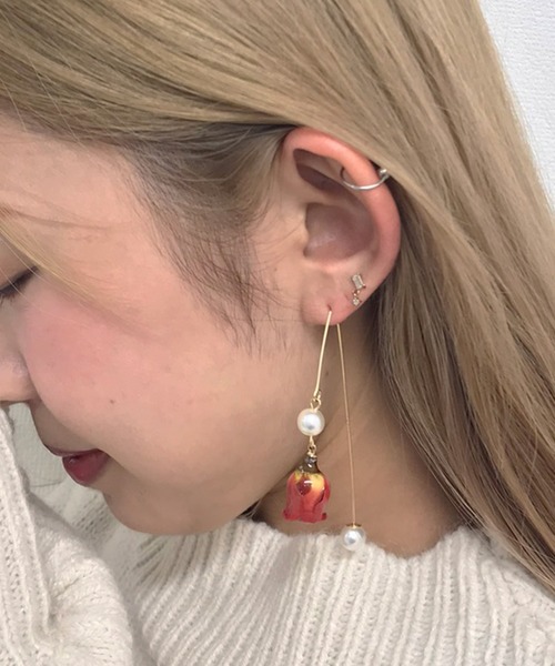 apres jour（アプレジュール）の「【apres jour×ARIAZ】ローズパールピアス（ピアス（両耳用）・レディース・パープル/レッド/ピンク/ボルドー/ラベンダー・FREE）」の4枚目の写真