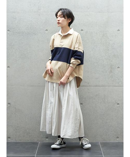 AMERICAN HOLIC(アメリカンホリック)の「衿付きラガーBIGカットプルオーバー*(Tシャツ/カットソー・レディース・グレー系その他/ベージュ/モカ/ネイビー・M/L)」の9枚目の写真