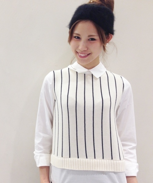 Chico（チコ）の「ベスト重ねSH（ニット/セーター・レディース・ブルー/ネイビー/グレー/ホワイト・FREE）」の2枚目の写真