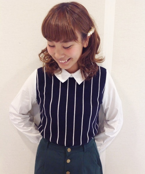 Chico（チコ）の「ベスト重ねSH（ニット/セーター・レディース・ブルー/ネイビー/グレー/ホワイト・FREE）」の4枚目の写真