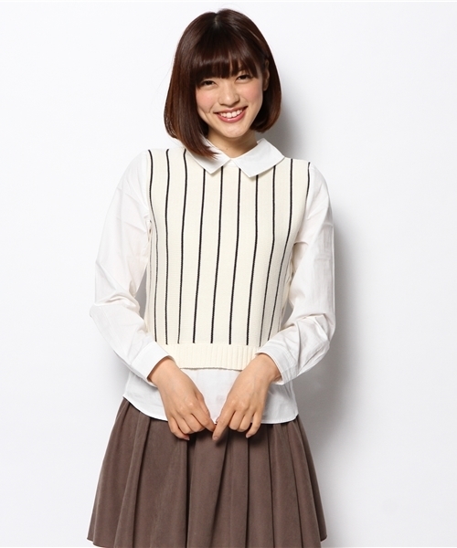 Chico（チコ）の「ベスト重ねSH（ニット/セーター・レディース・ブルー/ネイビー/グレー/ホワイト・FREE）」の16枚目の写真