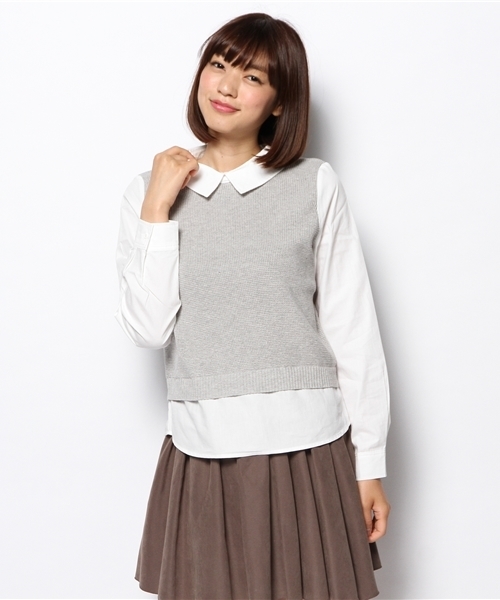Chico（チコ）の「ベスト重ねSH（ニット/セーター・レディース・ブルー/ネイビー/グレー/ホワイト・FREE）」の12枚目の写真
