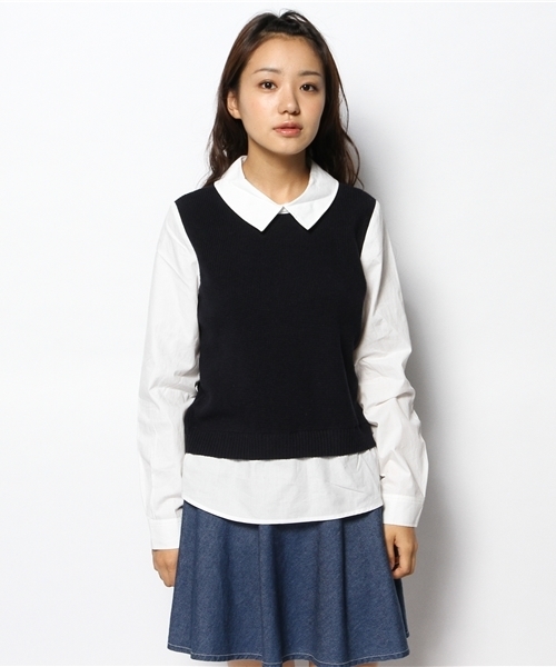 Chico（チコ）の「ベスト重ねSH（ニット/セーター・レディース・ブルー/ネイビー/グレー/ホワイト・FREE）」の6枚目の写真