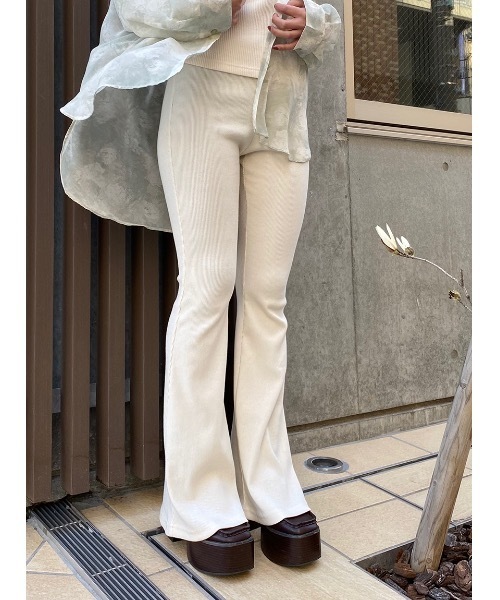 one way(ワンウェイ)の「リブパンツ(その他パンツ・レディース・ブラック/ホワイト・M)」の1枚目の写真