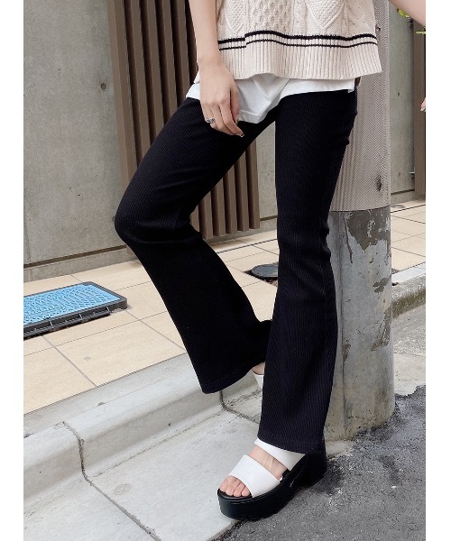 one way(ワンウェイ)の「リブパンツ(その他パンツ・レディース・ブラック/ホワイト・M)」の2枚目の写真