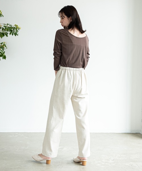 Aunt Marie's（アントマリーズ）の「AUNT MARIE’S　シアーリブアシメトップス（Tシャツ/カットソー・レディース・ナチュラル/チャコールグレー/ブラウン・FREE）」の9枚目の写真