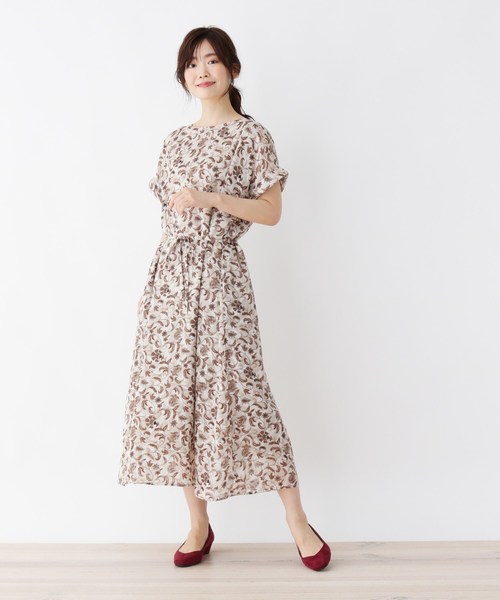 大きいサイズあり 15号 19号 ペイズリーリーフデザインワンピース